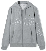 LACOSTE SS22 Gray Sweatshirt with Large Logo Print and Zipper SH2075-4JV LACOSTE SS22 Gray Sweatshirt with Large Logo Print and Zipper SH2075-4JV