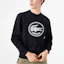 Shop Lacoste SS22 Printed Crewneck Sweatshirt in Navy Blue SH75821-HDE