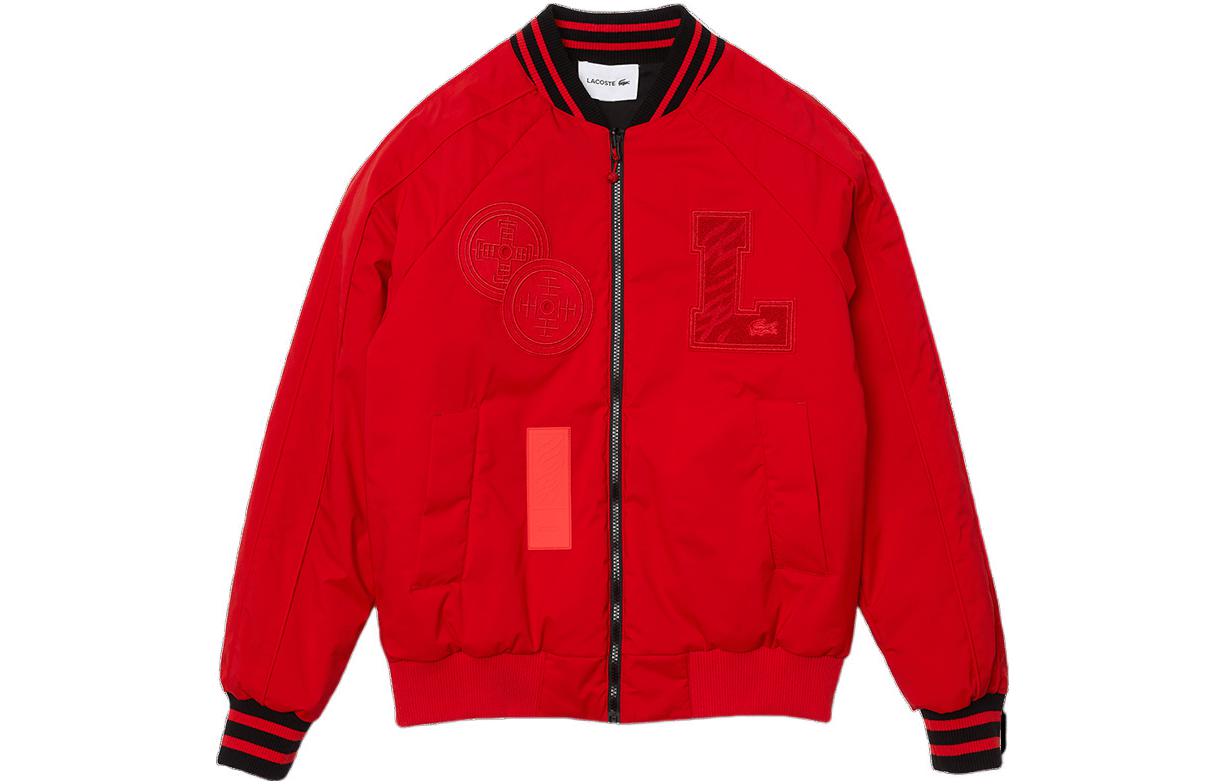LACOSTE SS22 Reversible Red Letter Print Baseball Jacket for Men BH6122-KM3