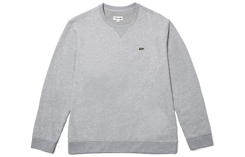 LACOSTE SS22 Solid Logo Embroidered Long Sleeve Sweatshirt Grey SH6786-9YA