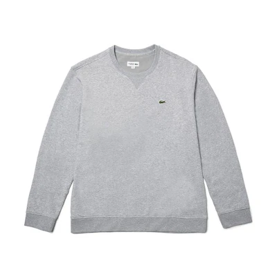 LACOSTE SS22 Solid Logo Embroidered Long Sleeve Sweatshirt Grey SH6786-9YA
