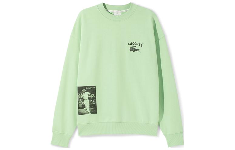 LACOSTE SS22 Unisex Logo Print Crewneck Long-Sleeve Sweatshirt Light Green. SH2788-HEE