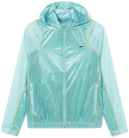 Lacoste SS23 Blue Logo Print Patchwork Hooded Jacket BH5047-BR8 Lacoste SS23 Blue Logo Print Patchwork Hooded Jacket BH5047-BR8