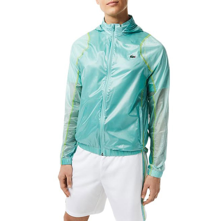 Purchase Lacoste SS23 Blue Logo Print Patchwork Hooded Jacket BH5047-BR8