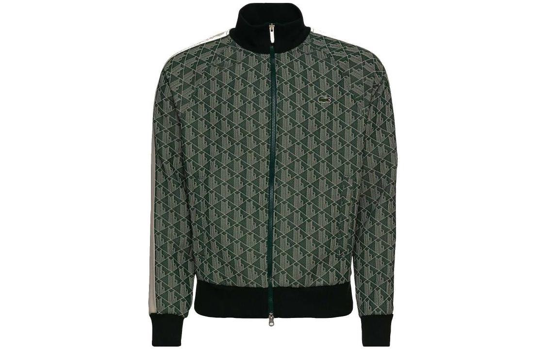 LACOSTE SS23 Green Full-Print Zip Baseball Jacket SH0072-7M4