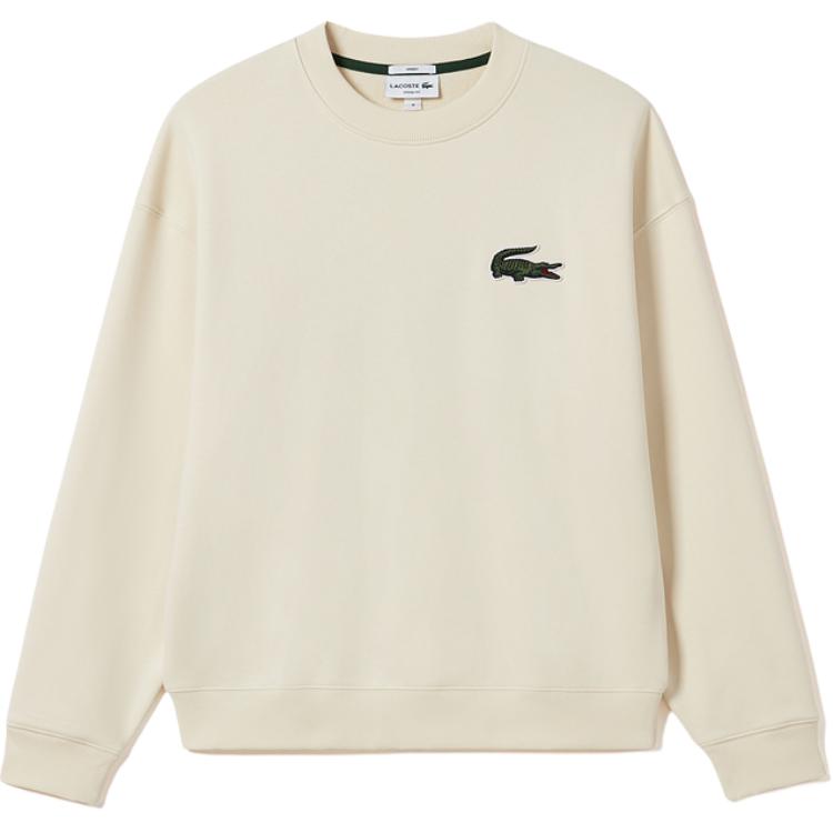Lacoste SS23 Logo Embroidered Unisex Sweatshirt Cream White SH6405-XFJ