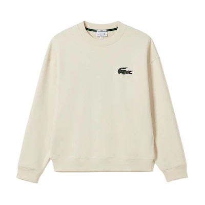 Lacoste SS23 Logo Embroidered Unisex Sweatshirt Cream White SH6405-XFJ