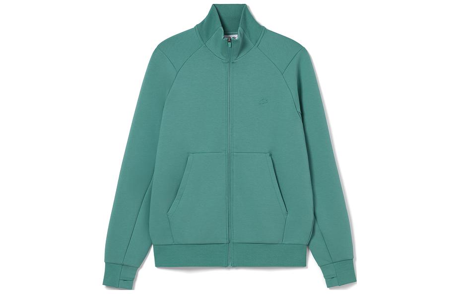 Lacoste SS23 Solid Zip-Up Stand Collar Sweater in Tidal Blue SH2702-SI0