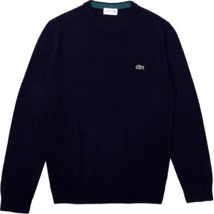 LACOSTE SS24 Navy Blue Crewneck Sweatshirt with Logo Patch AH0128-166