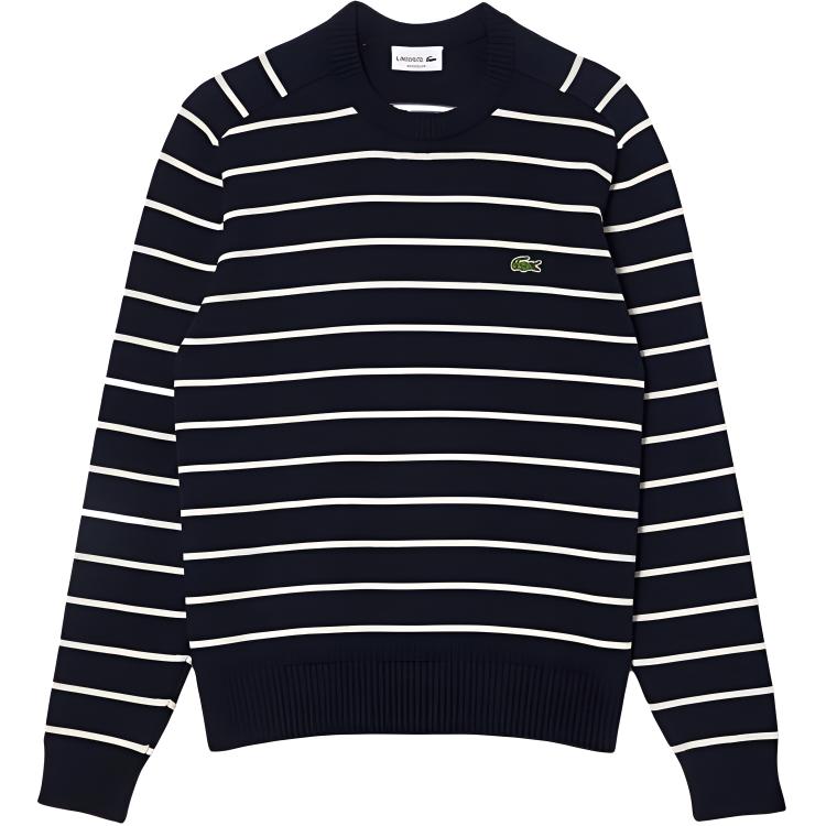 Lacoste Striped Logo Crewneck Sweatshirt Navy Blue AH7607-54G-XCH