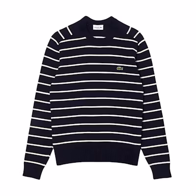 Lacoste Striped Logo Crewneck Sweatshirt Navy Blue AH7607-54G-XCH