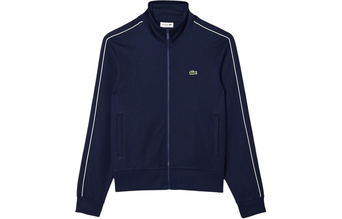 LACOSTE Striped Stand Collar Zip Jacket Navy Blue SH1457-166