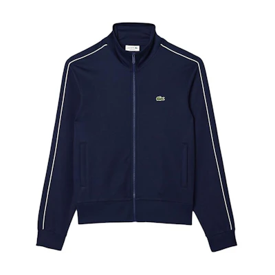LACOSTE Striped Stand Collar Zip Jacket Navy Blue SH1457-166