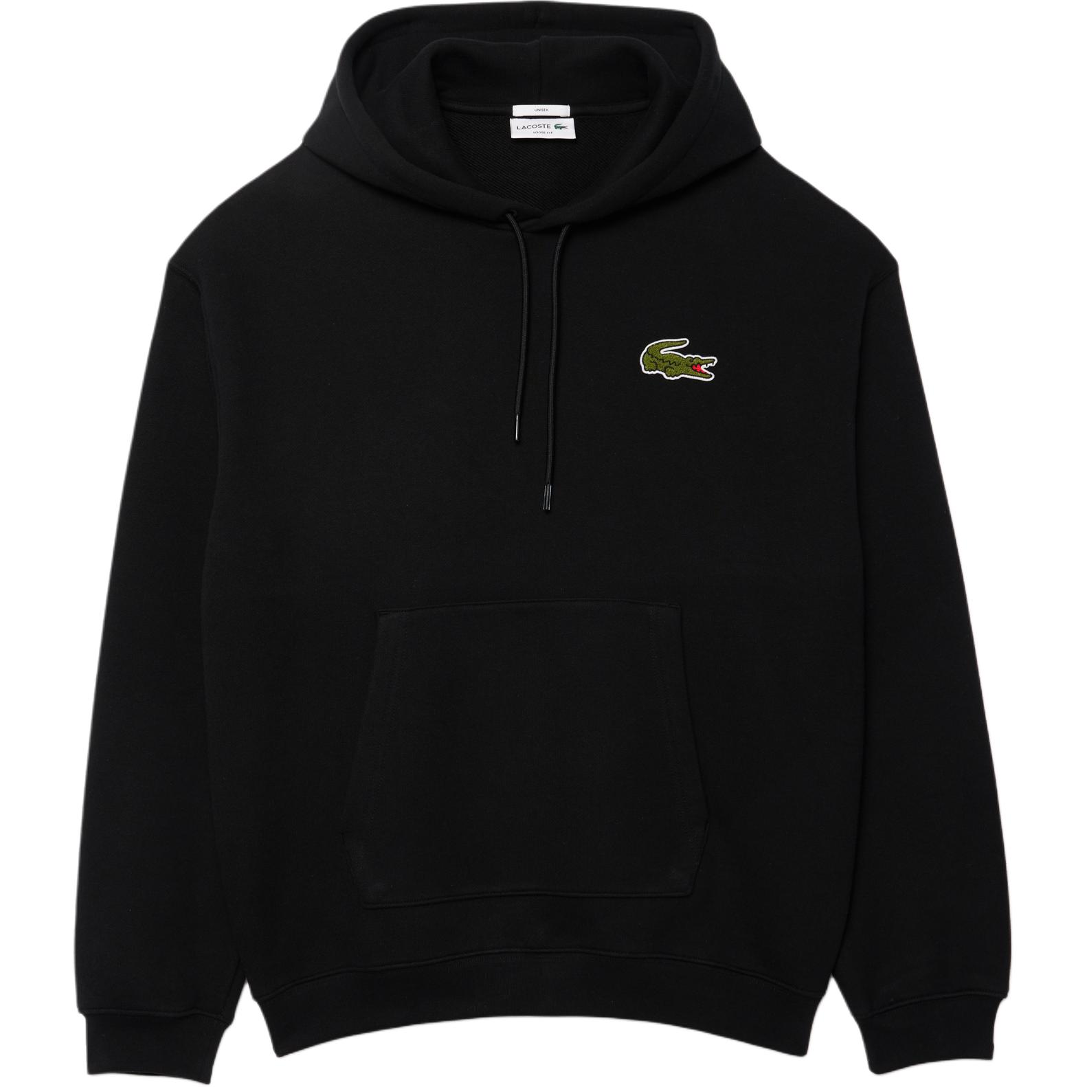 Lacoste Unisex Black Hoodie - Comfortable Loose Fit with Embroidered Logo SH2754-031