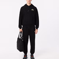 Lookbook Lacoste 男女黑色連帽衫- 寬鬆舒適款搭配刺繡Logo SH2754-031