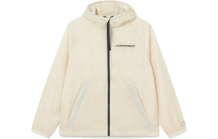 Order Lacoste Unisex Cream White Loose Fit Zip-Up Hoodie Jacket BH0122-AJ8