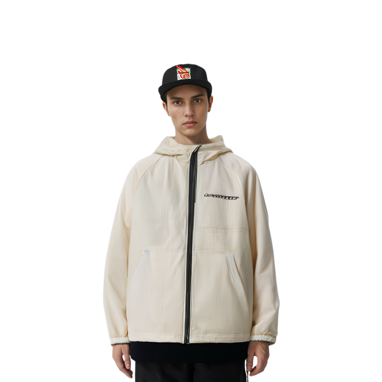 Lookbook Lacoste Unisex Cream White Loose Fit Zip-Up Hoodie Jacket BH0122-AJ8