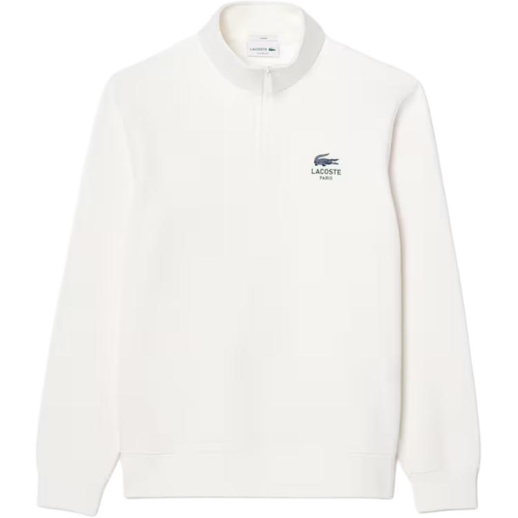 LACOSTE Unisex High-Neck Zip-Up Sweatshirt White SH2735-70V