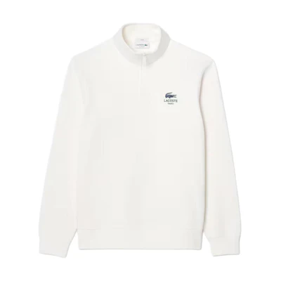 LACOSTE Unisex High-Neck Zip-Up Sweatshirt White SH2735-70V