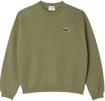 LACOSTE Unisex Khaki Green Logo Crewneck Long-Sleeve Sweatshirt SH2741-BMY LACOSTE Unisex Khaki Green Logo Crewneck Long-Sleeve Sweatshirt SH2741-BMY