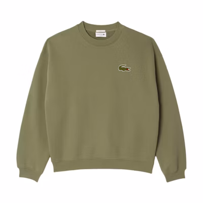 LACOSTE Unisex Khaki Green Logo Crewneck Long-Sleeve Sweatshirt SH2741-BMY