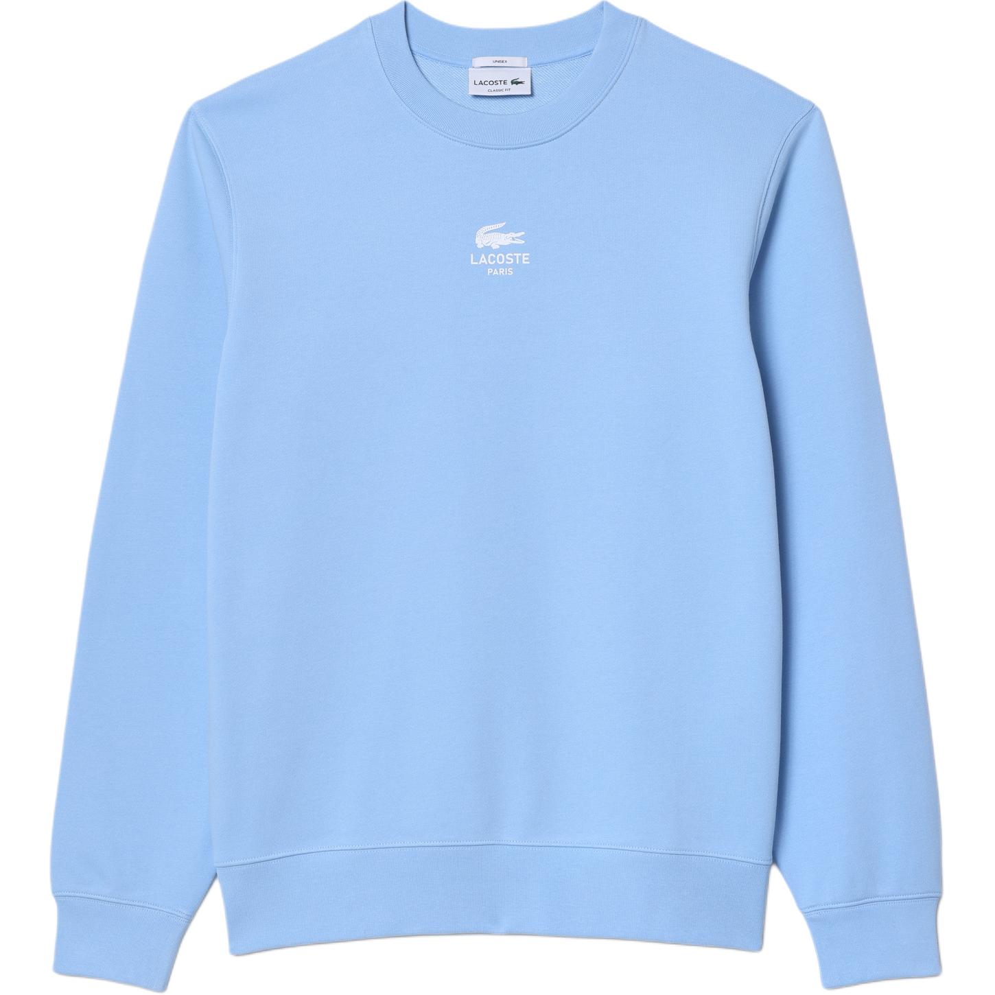 LACOSTE Unisex Light Blue Crewneck Sweatshirt with Logo Print SH2736-HBP