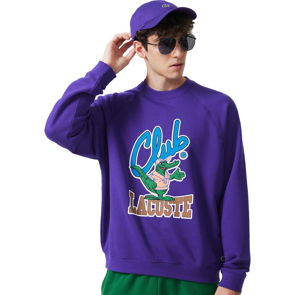 Shop Lacoste Unisex Loose Fit Alphabet Crewneck Pullover Sweatshirt SH1536