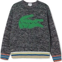 LACOSTE Unisex Loose Fit Crew Neck Long Sleeve Sweater Dark Grey. AH1780 LACOSTE Unisex Loose Fit Crew Neck Long Sleeve Sweater Dark Grey. AH1780