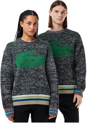 ラコステ ユニセックス ルーズフィット クルーネック 長袖セーター ダークグレー AH1780 Shop ラコステ ユニセックス ルーズフィット クルーネック 長袖セーター ダークグレー AH1780