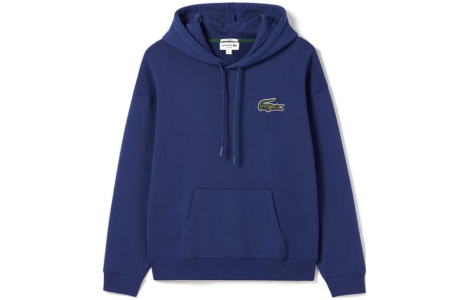 Lacoste Unisex Oversized Logo Hoodie Casual Sportswear Dark Blue SH6404-2-F9F
