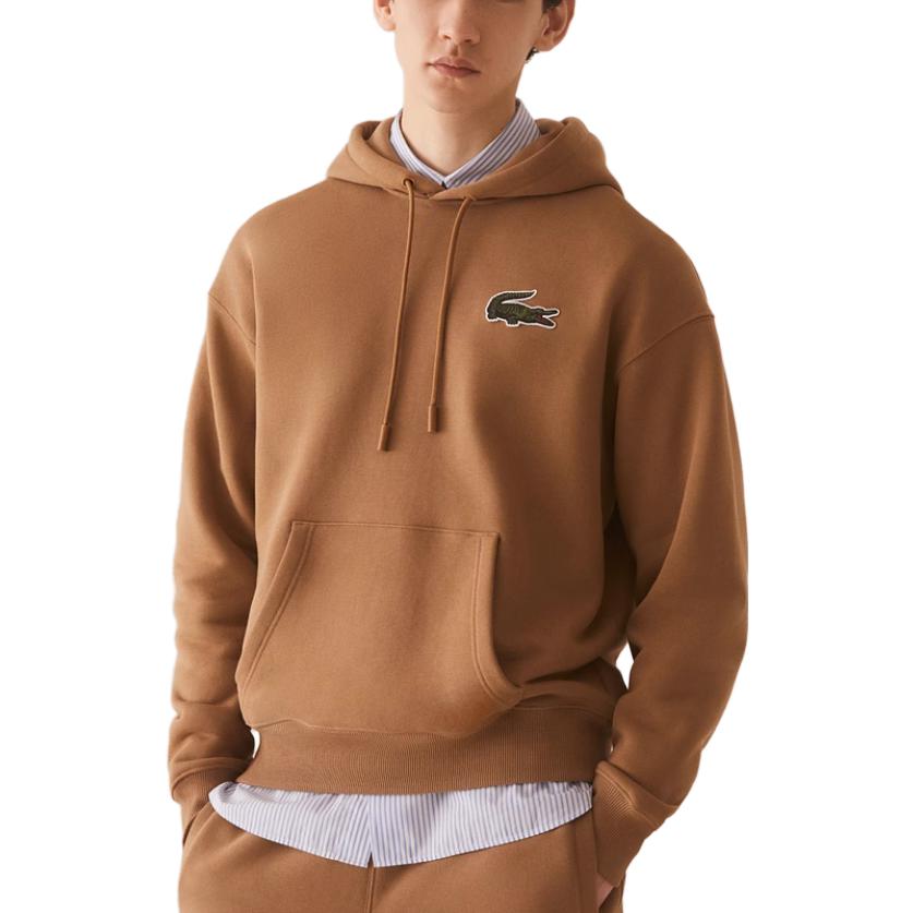 Lacoste Unisex Oversized Logo Hoodie Khaki - Casual Pullover Sweatshirt SH6404-2-SIX 圖 3