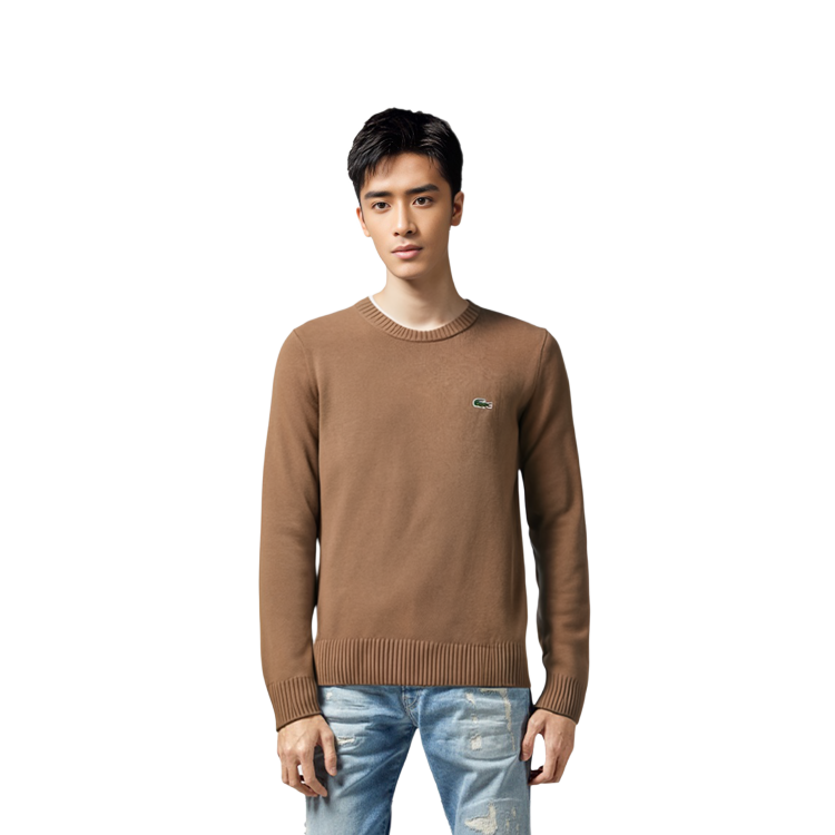 Lookbook LACOSTE Unisex Sweater Crewneck Solid Khaki AH0442-SIX