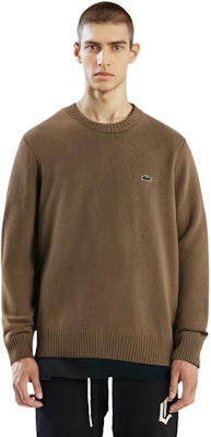 LACOSTE Unisex Sweater Crewneck Solid Khaki AH0442-SIX Shop LACOSTE Unisex Sweater Crewneck Solid Khaki AH0442-SIX