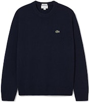 LACOSTE Unisex Solid Navy Blue Crewneck Pullover Sweatshirt AH0442-166 LACOSTE Unisex Solid Navy Blue Crewneck Pullover Sweatshirt AH0442-166