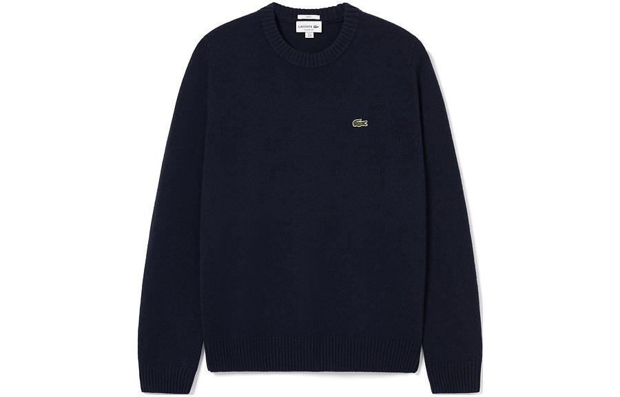 Order LACOSTE 中性純色海軍藍圓領長袖套頭衫 AH0442-166