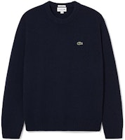 Order LACOSTE Unisex Solid Navy Blue Crewneck Pullover Sweatshirt AH0442-166