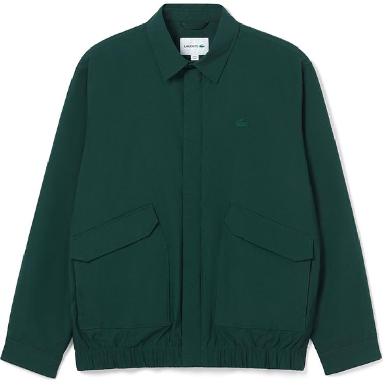 LACOSTE Unisex Solid Zip-Up Collared Jacket Deep Green BH3758-YZP