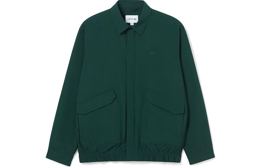 Order LACOSTE 男女款純色拉鍊立領夾克 深綠色 BH3758-YZP