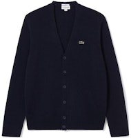 LACOSTE Unisex V-Neck Cardigan Long Sleeve Cashmere Sweater Navy Blue. AH0399-166 LACOSTE Unisex V-Neck Cardigan Long Sleeve Cashmere Sweater Navy Blue. AH0399-166