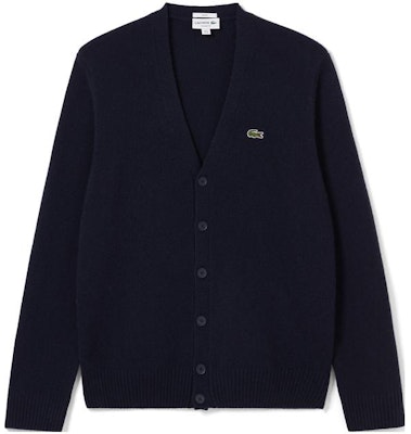 LACOSTE 男女款V領長袖羊絨開襟衫 深藍色毛衣 AH0399-166 Order LACOSTE 男女款V領長袖羊絨開襟衫 深藍色毛衣 AH0399-166