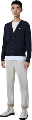 LACOSTE 男女款V領長袖羊絨開襟衫 深藍色毛衣 AH0399-166 Shop LACOSTE 男女款V領長袖羊絨開襟衫 深藍色毛衣 AH0399-166