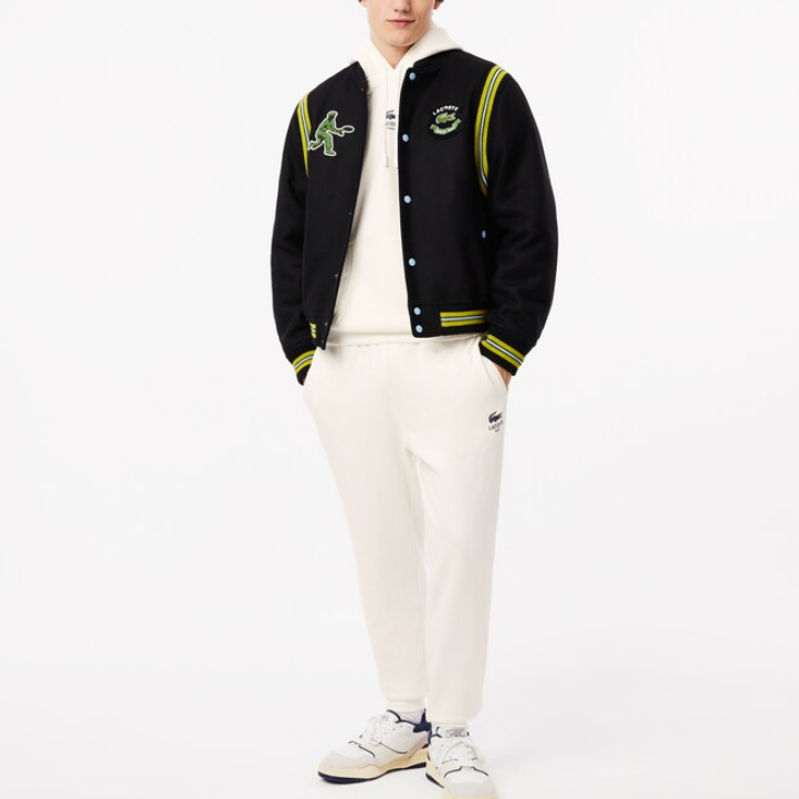 Shop Lacoste 男女款白色連帽衫帶Logo印花 - 舒適長袖上衣 SH2740-70V