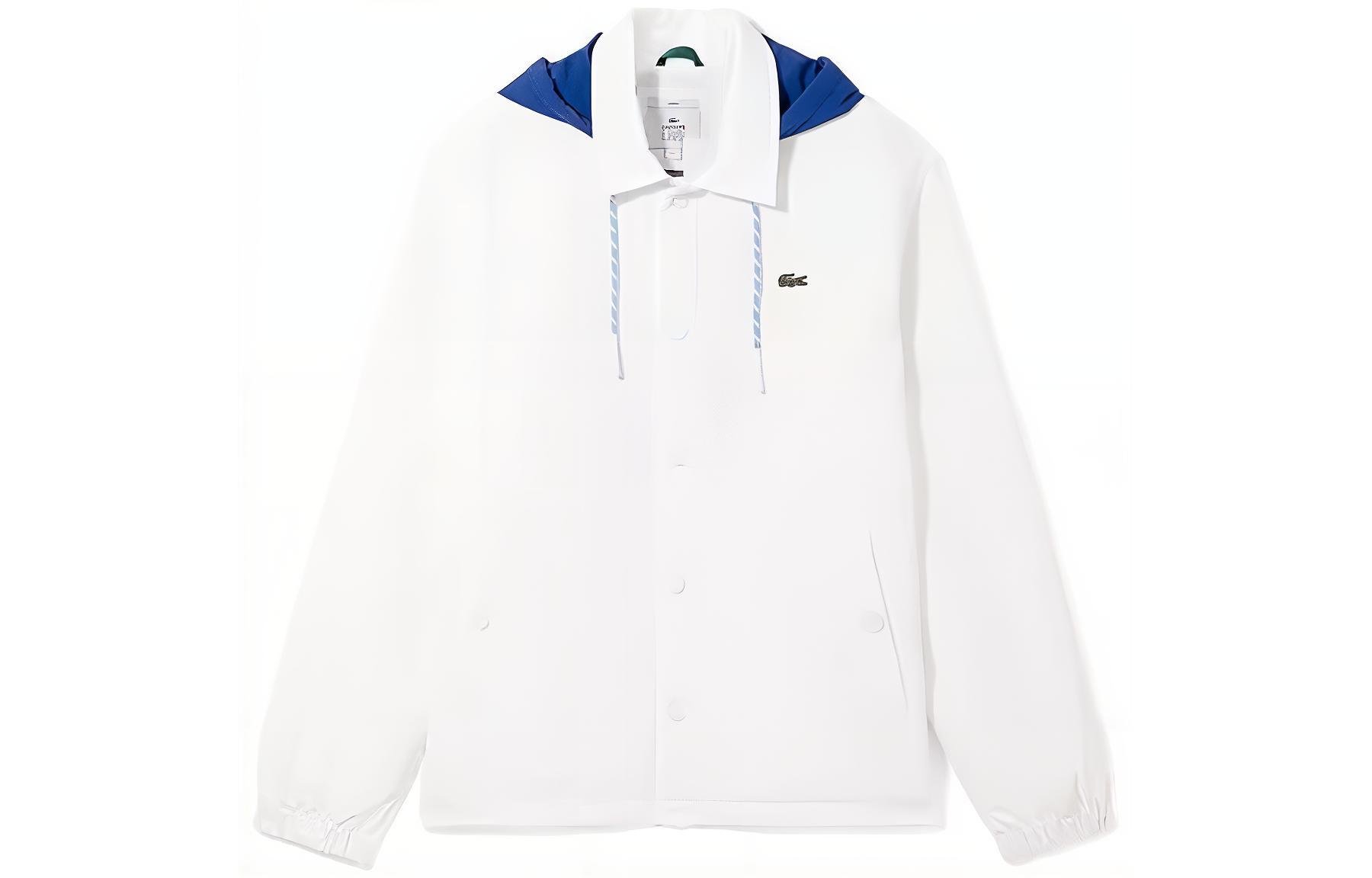 Order Lacoste Unisex White Long-Sleeve Jacket with Solid Letter Print Design BH2770-EME