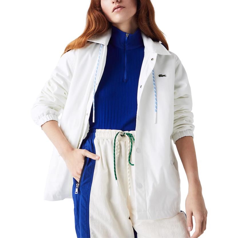 Lookbook Lacoste Unisex White Long-Sleeve Jacket with Solid Letter Print Design BH2770-EME