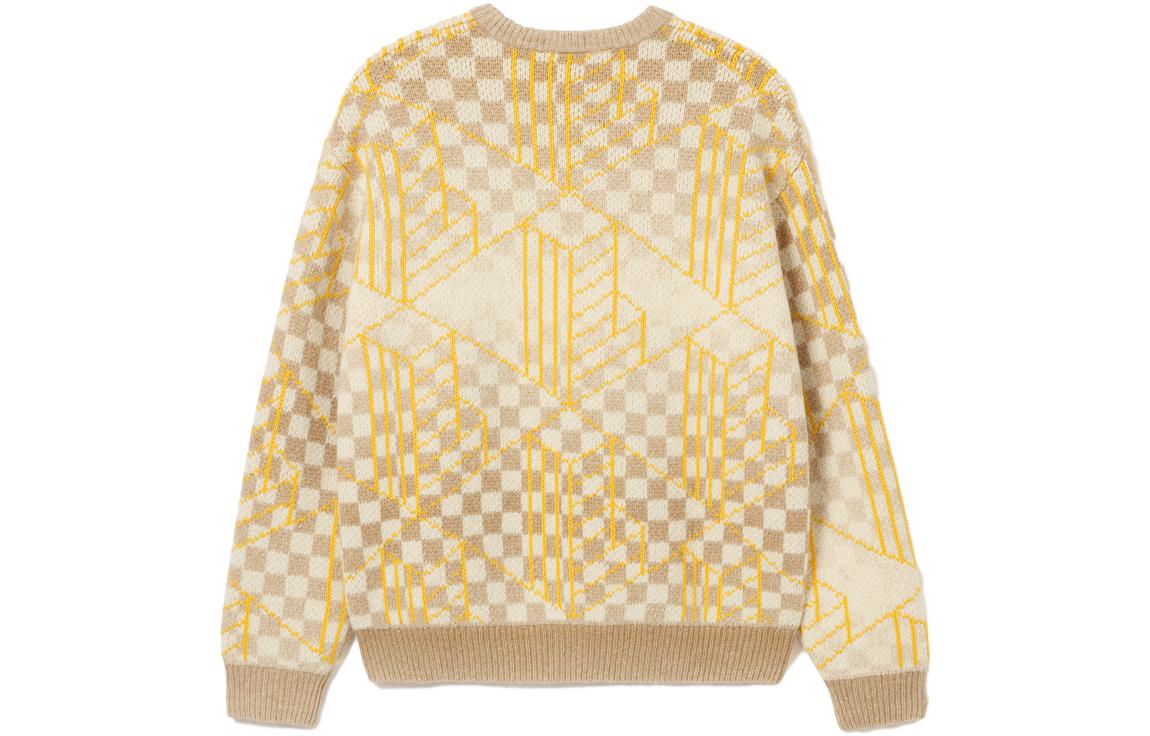 Lookbook LACOSTE 男女黃灰格紋圓領毛衣 AH0812-NIM