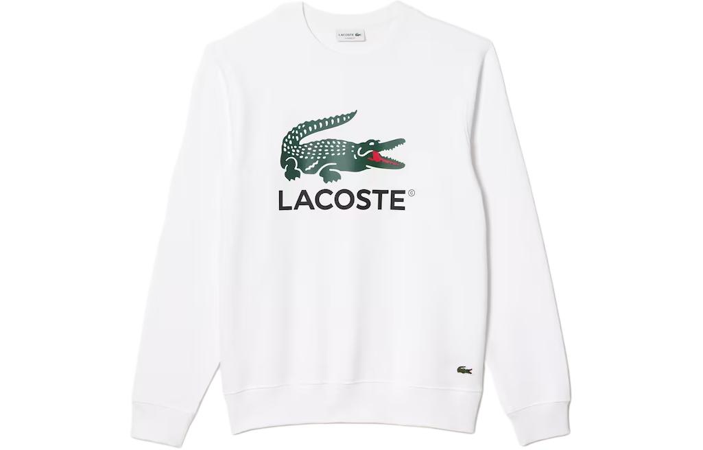 Lacoste White Animal Letter Print Crewneck Long-Sleeve Sweatshirt SH1281-001