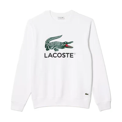Lacoste White Animal Letter Print Crewneck Long-Sleeve Sweatshirt SH1281-001