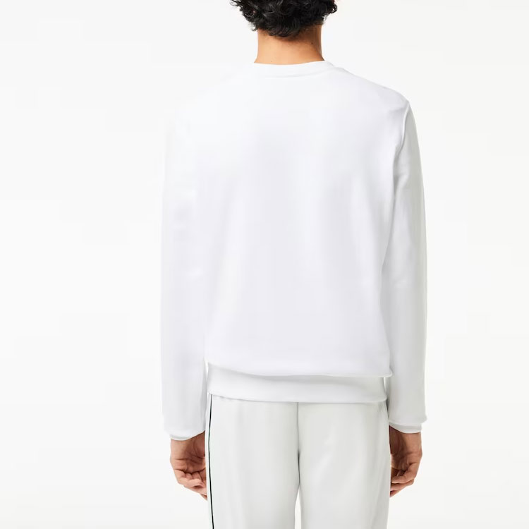 Shop Lacoste White Animal Letter Print Crewneck Long-Sleeve Sweatshirt SH1281-001