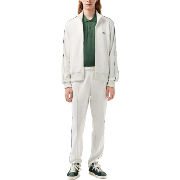 Lookbook Chaqueta Lacoste Blanca con Cremallera y Manga Larga de Estampado Animal. SH1457-70V