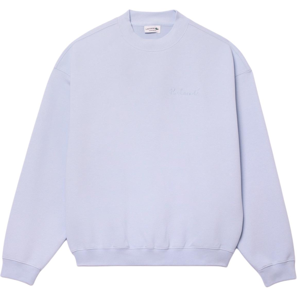 LACOSTE White Crewneck Pullover Sweatshirt - Casual Loose Fit SH7470-J2G